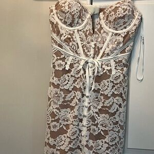 For Love And Lemons Tan Babydoll Sweetheart Dress